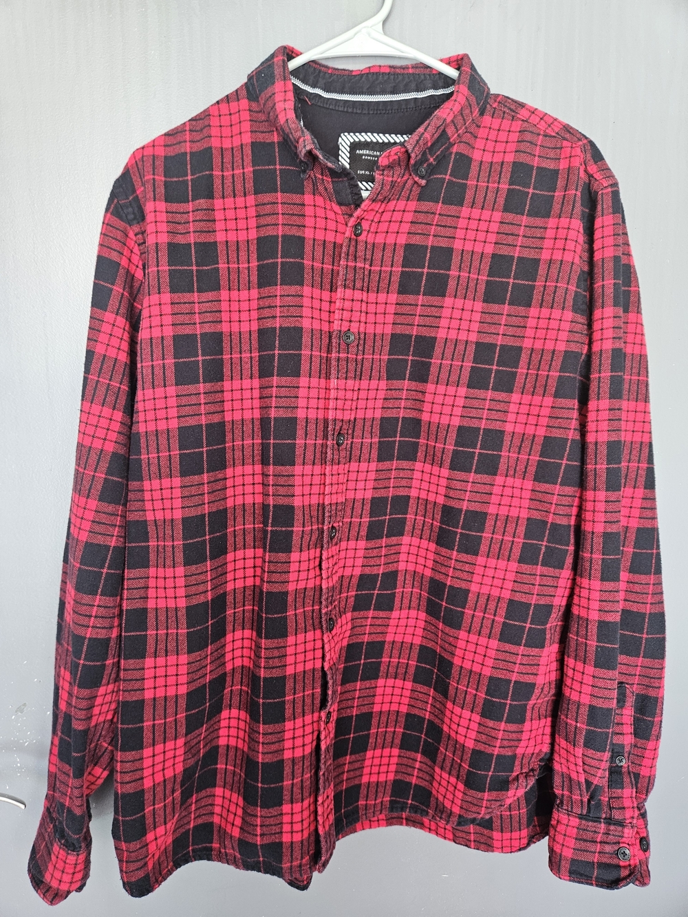 American Heritage Dawson & Brooks Men's XL Red Black Plaid Flannel Shirt Cotton